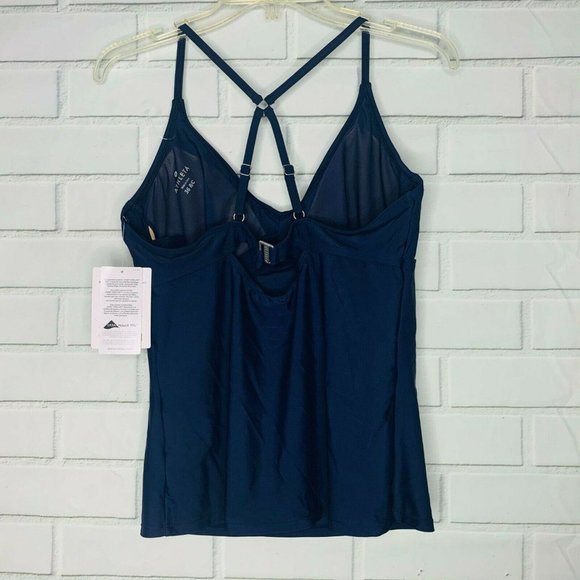 NEW Athleta tankini top Cross Back navy blue racerback swimsuit 36 B C women - Picture 3 of 10